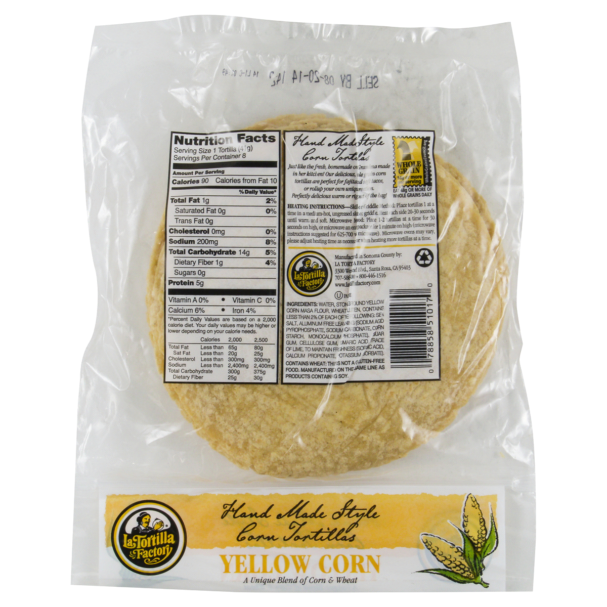 slide 2 of 2, La Tortilla Factory Yellow Corn & Wheat Handmade Style Tortillas, 8 ct