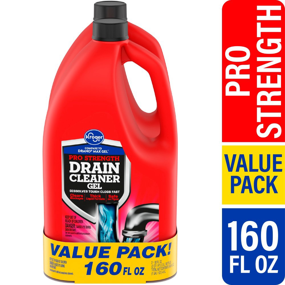 slide 1 of 1, Kroger® Pro Strength Drain Cleaner Gel Value Pack, 2 ct / 160 fl oz