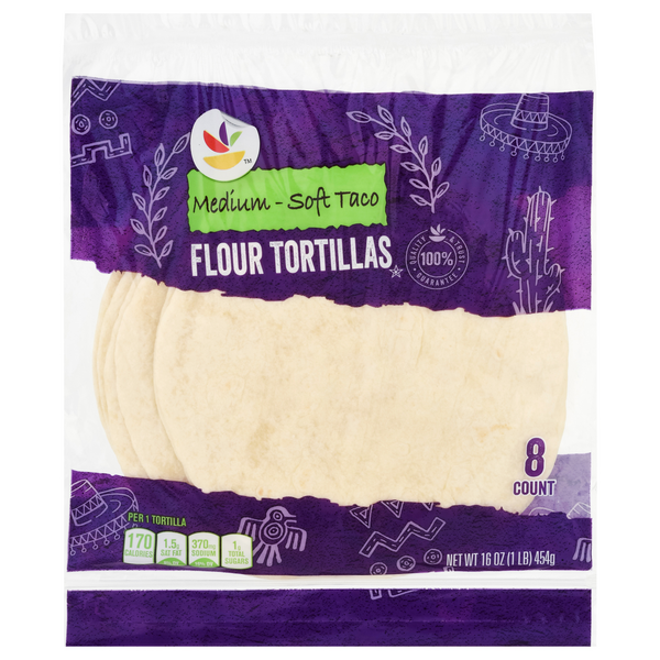 slide 1 of 1, GIANT Flour Tortillas Medium Soft 8 Inch - 8 ct, 8 ct; 16 oz