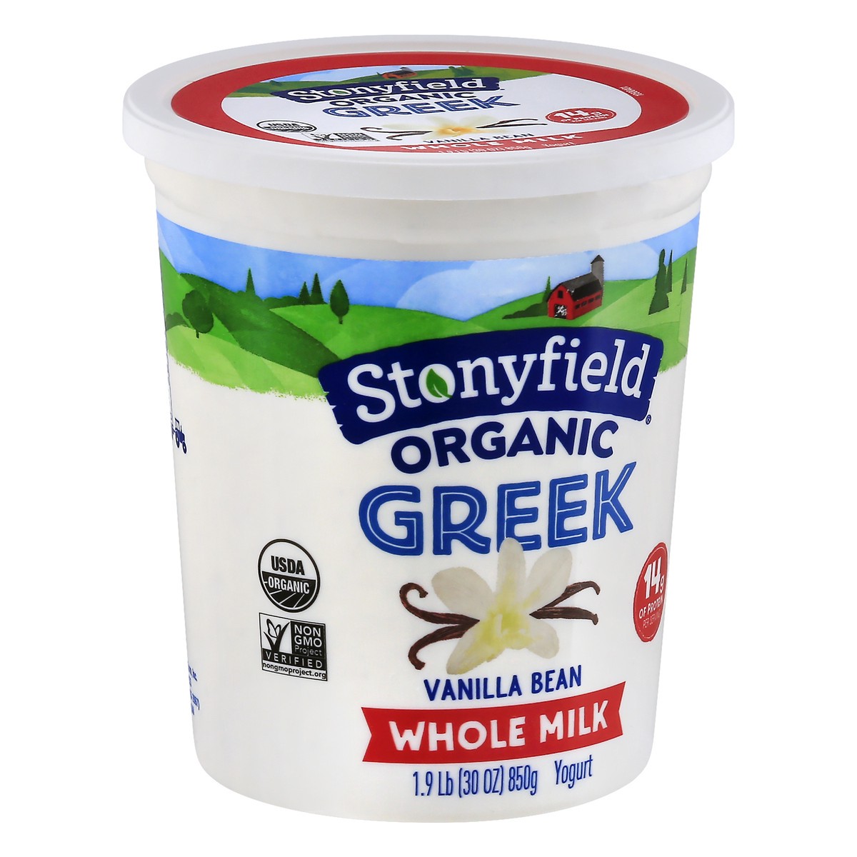 slide 6 of 10, Stonyfield Greek Organic Whole Milk Vanilla Bean Yogurt 850 g, 850 g