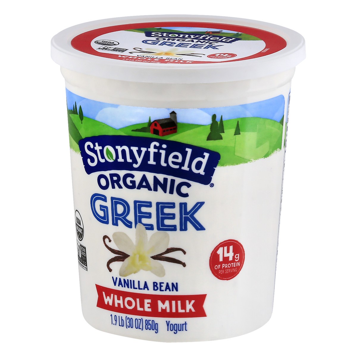 slide 2 of 10, Stonyfield Greek Organic Whole Milk Vanilla Bean Yogurt 850 g, 850 g