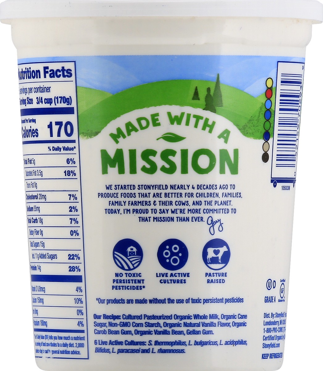 slide 9 of 10, Stonyfield Greek Organic Whole Milk Vanilla Bean Yogurt 850 g, 850 g