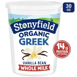 Stonyfield Greek Organic Whole Milk Vanilla Bean Yogurt 850 g