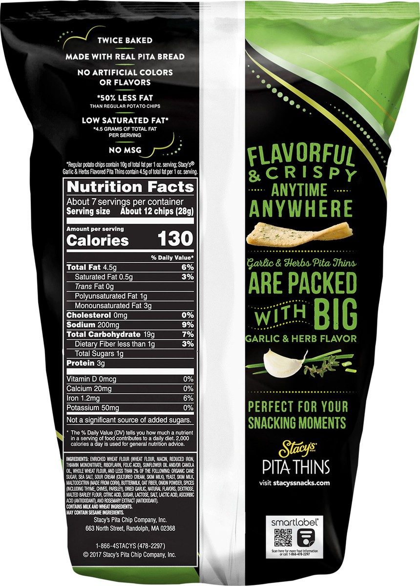 slide 2 of 3, Stacy's Baked Pita Thins Garlic & Herbs Flavored 6 3/4 Oz, 6.75 oz