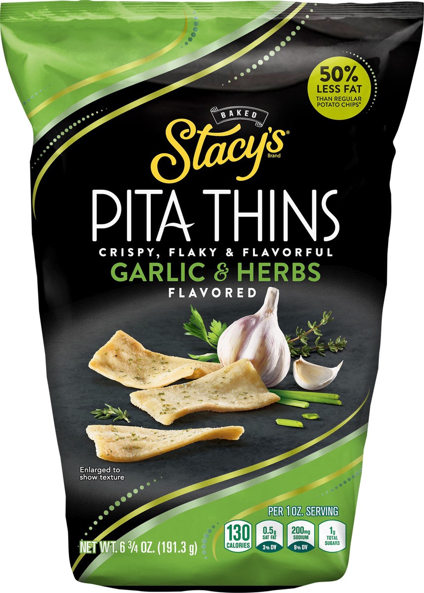 slide 3 of 3, Stacy's Baked Pita Thins Garlic & Herbs Flavored 6 3/4 Oz, 6.75 oz