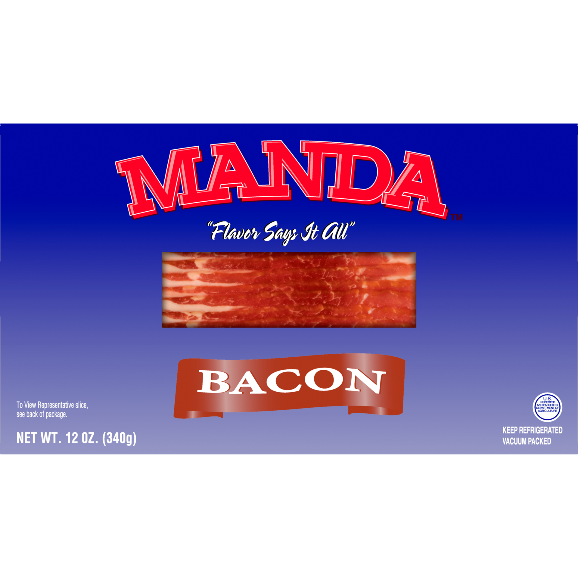 slide 1 of 5, Manda Sliced Bacon, 340.19 g