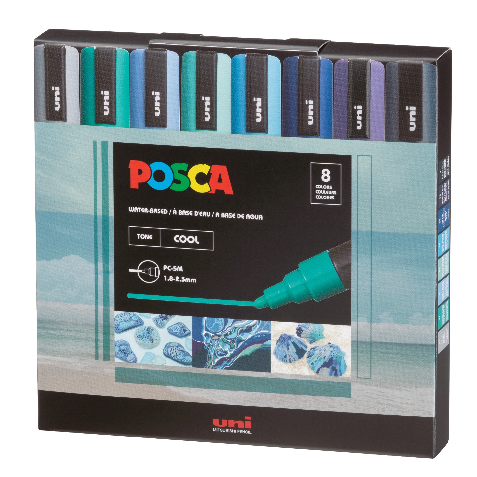slide 4 of 4, Posca Cool Colors Pc-5m Paint Marker Set, 1 ct