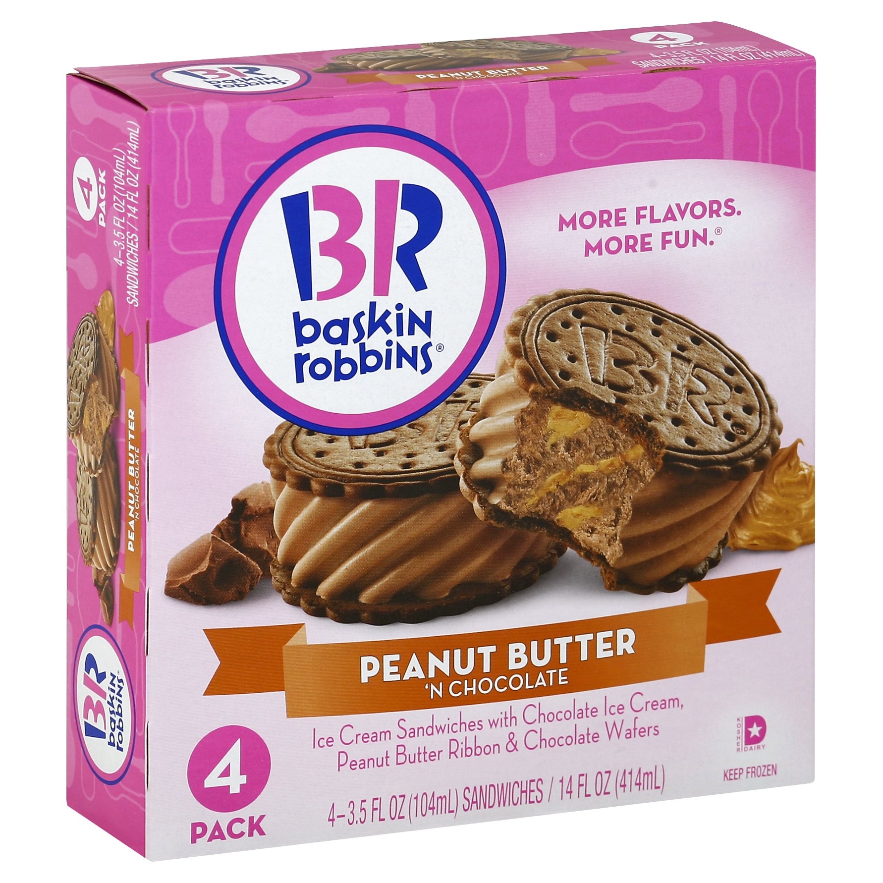 slide 1 of 1, Baskin-Robbins Ice Cream Sandwich Peanut Butter 'N Chocolate, 4 ct