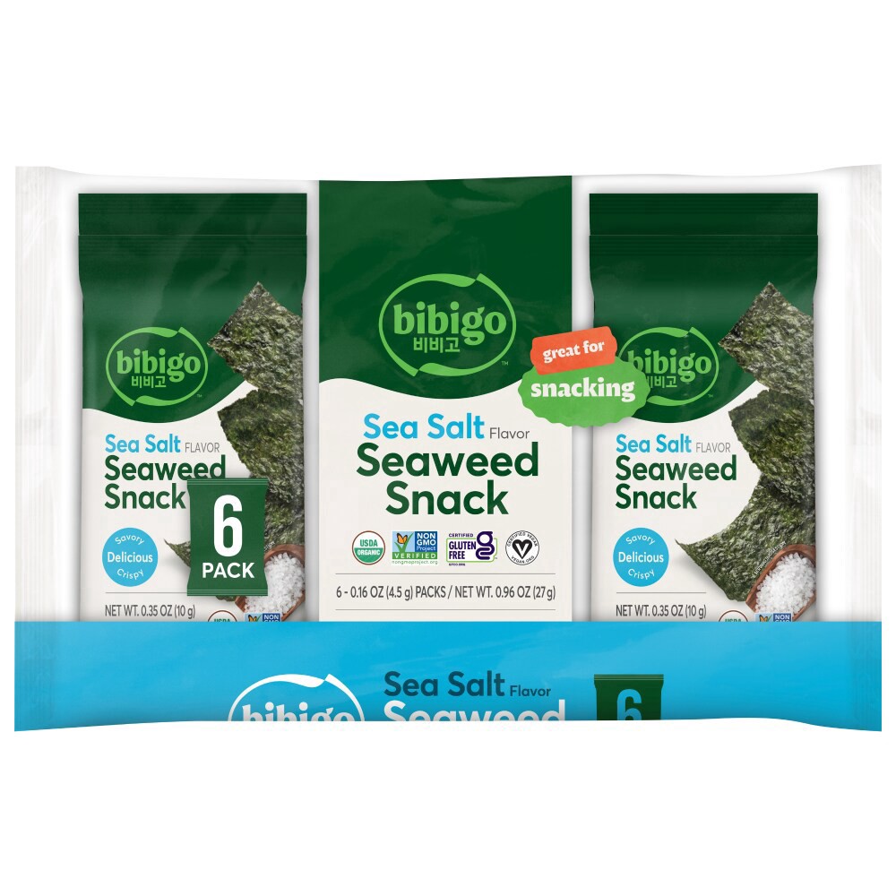 slide 2 of 2, Bibigo™ Crispy Sea Salt Flavored Seaweed Snacks, 0.96 oz
