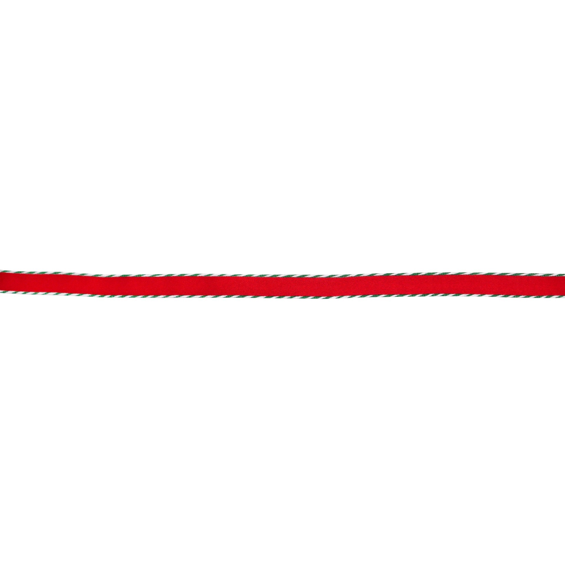 slide 2 of 3, 3/8" X 30ft. Red With Green Twist Edge Ribbon By Celebrate It, 3/8 in x 30 ft