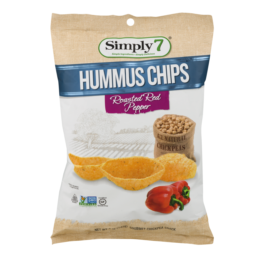 slide 1 of 4, Simply7 Hummus Chips Roasted Red Pepper, 5 oz