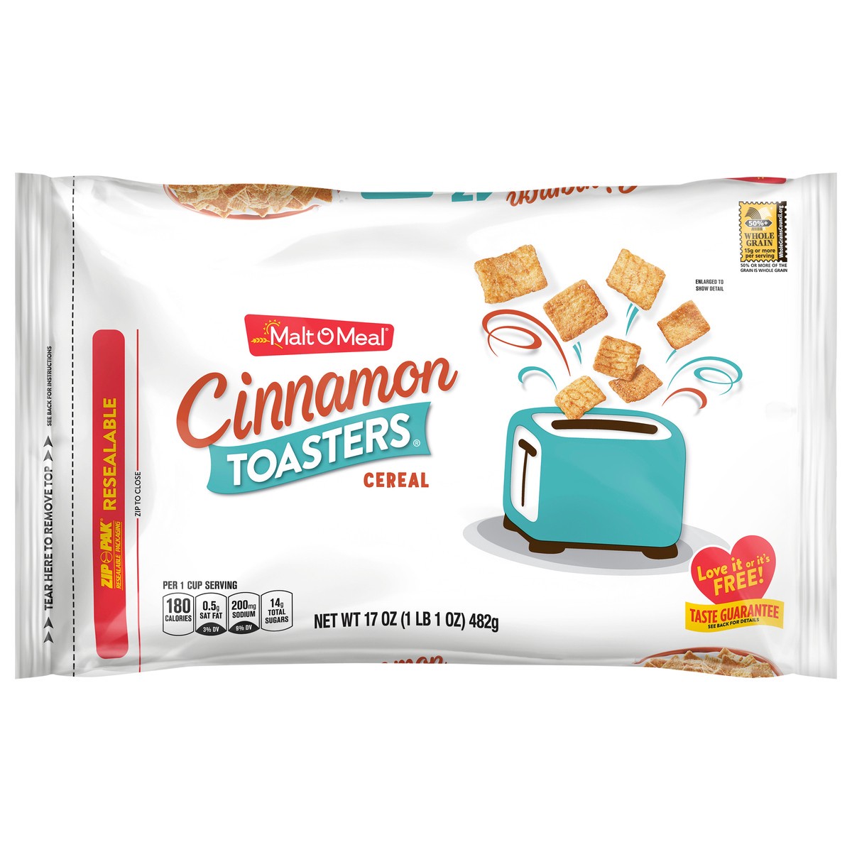 slide 1 of 7, Malt-O-Meal Cinnamon Toasters Breakfast Cinnamon Cereal, 17 OZ Bag, 17 oz