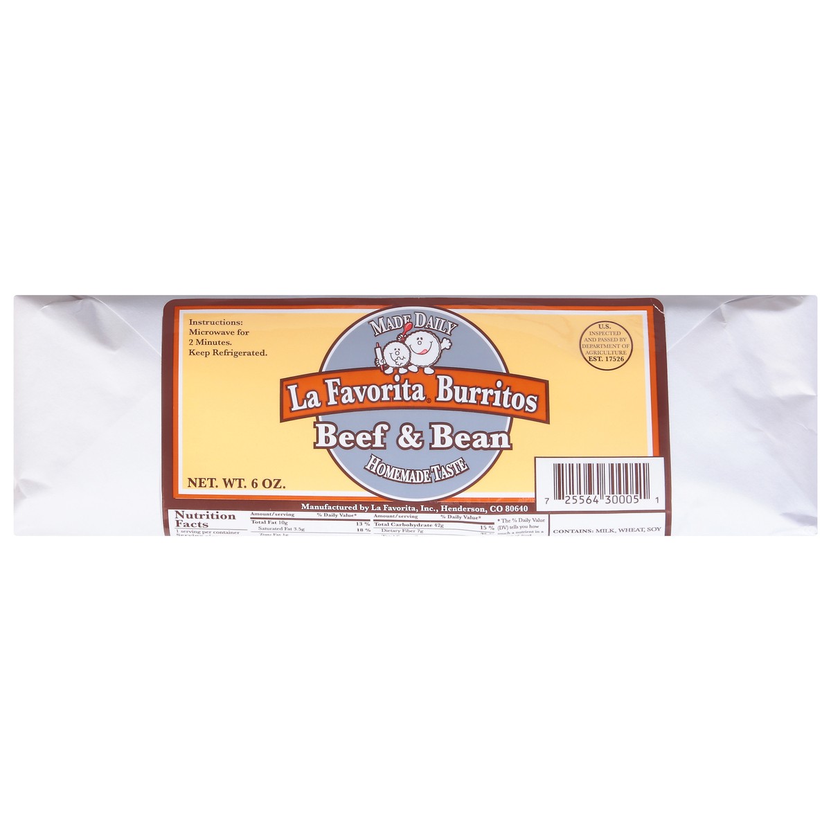 slide 1 of 13, La Favorita Beef & Bean Burritos 6 oz, 6 oz