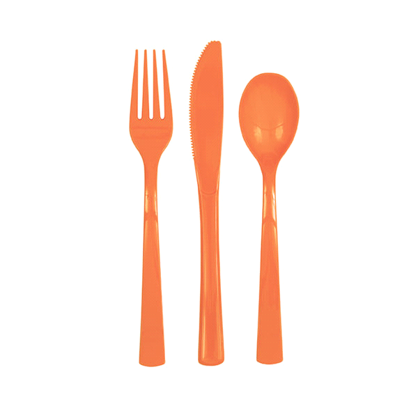 slide 1 of 1, Unique Industries Orange Cutlery Assorted Box, 18 ct