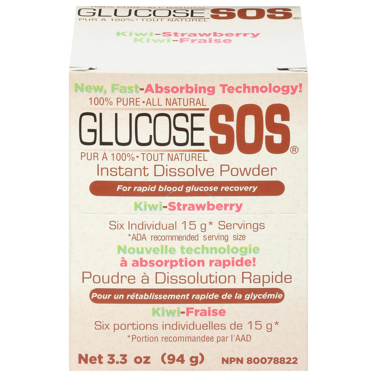 slide 1 of 9, S.O.S. Glucose S.O.S. Instant Kiwi-Strawberry Dissolve Powder 3.3 oz, 3.3 oz