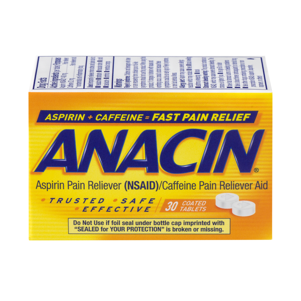 slide 1 of 1, Anacin Fast Pain Relief Aspirin Coated Tablets, 30 ct