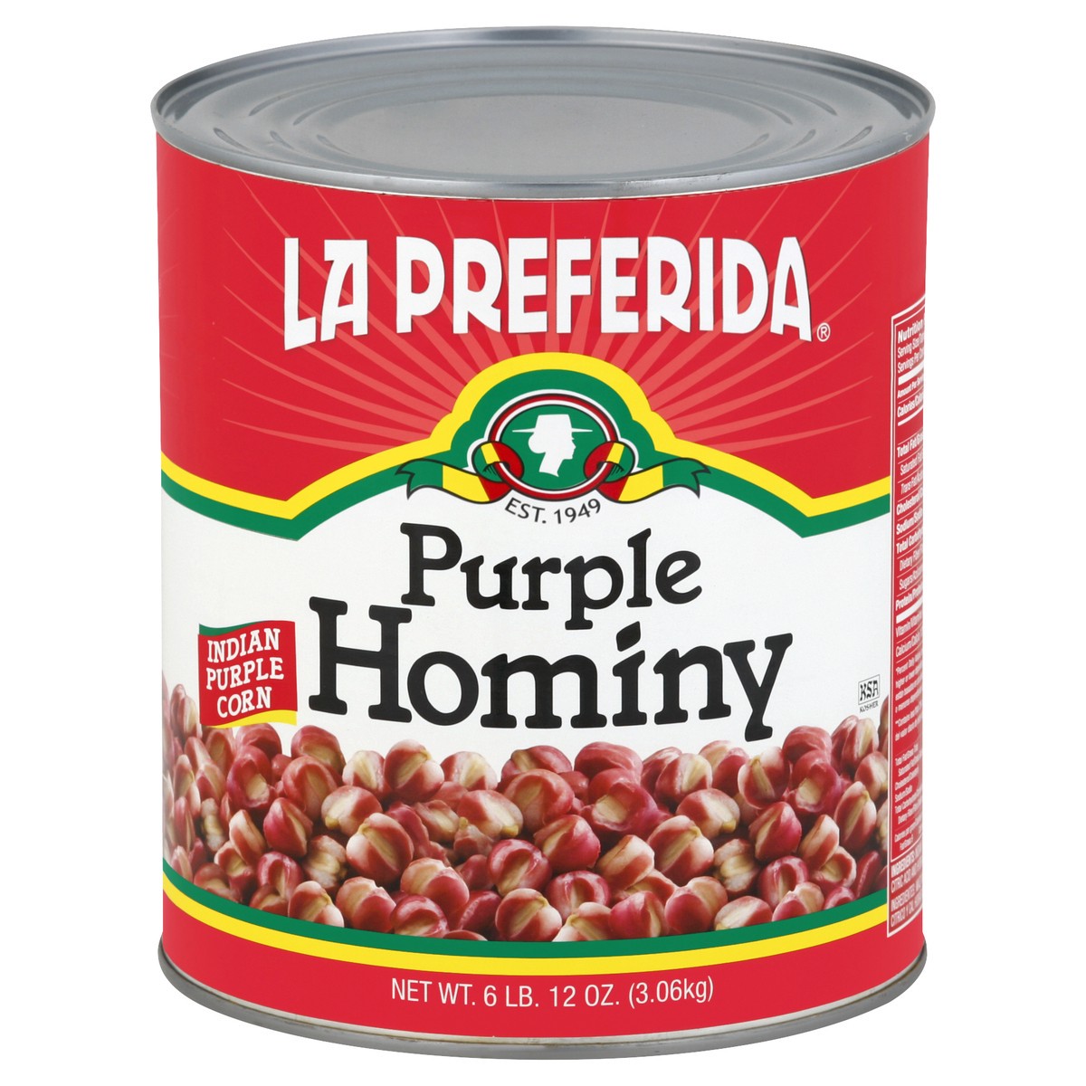 slide 3 of 3, La Preferida Hominy 108 oz, 108 oz