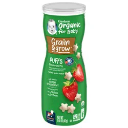 Gerber Organic for Baby Crawler (8+ Months) Grain & Grow Strawberry Puffed Grain Snack 1.48 oz