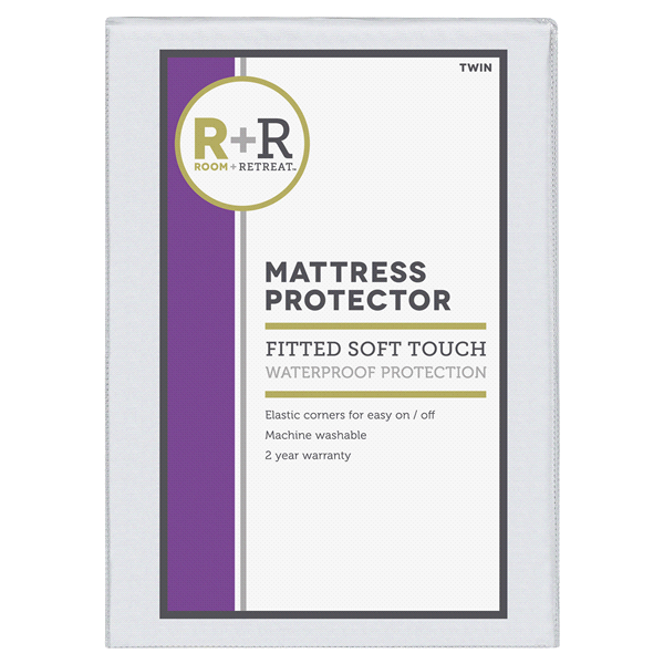 slide 1 of 1, Room + Retreat Soft Touch Waterproof Fitted Mattress Protector, Queen, 1 ct