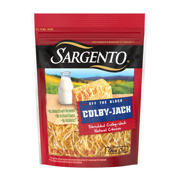 slide 1 of 6, Sargento Off The Block, Fine Cut Shredded Colby Jack Cheese, 8 oz