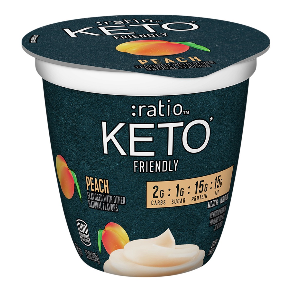 slide 3 of 9, :ratio Ratio KETO Friendly Dairy Snack, Peach, 1 Cup, 5.3 oz