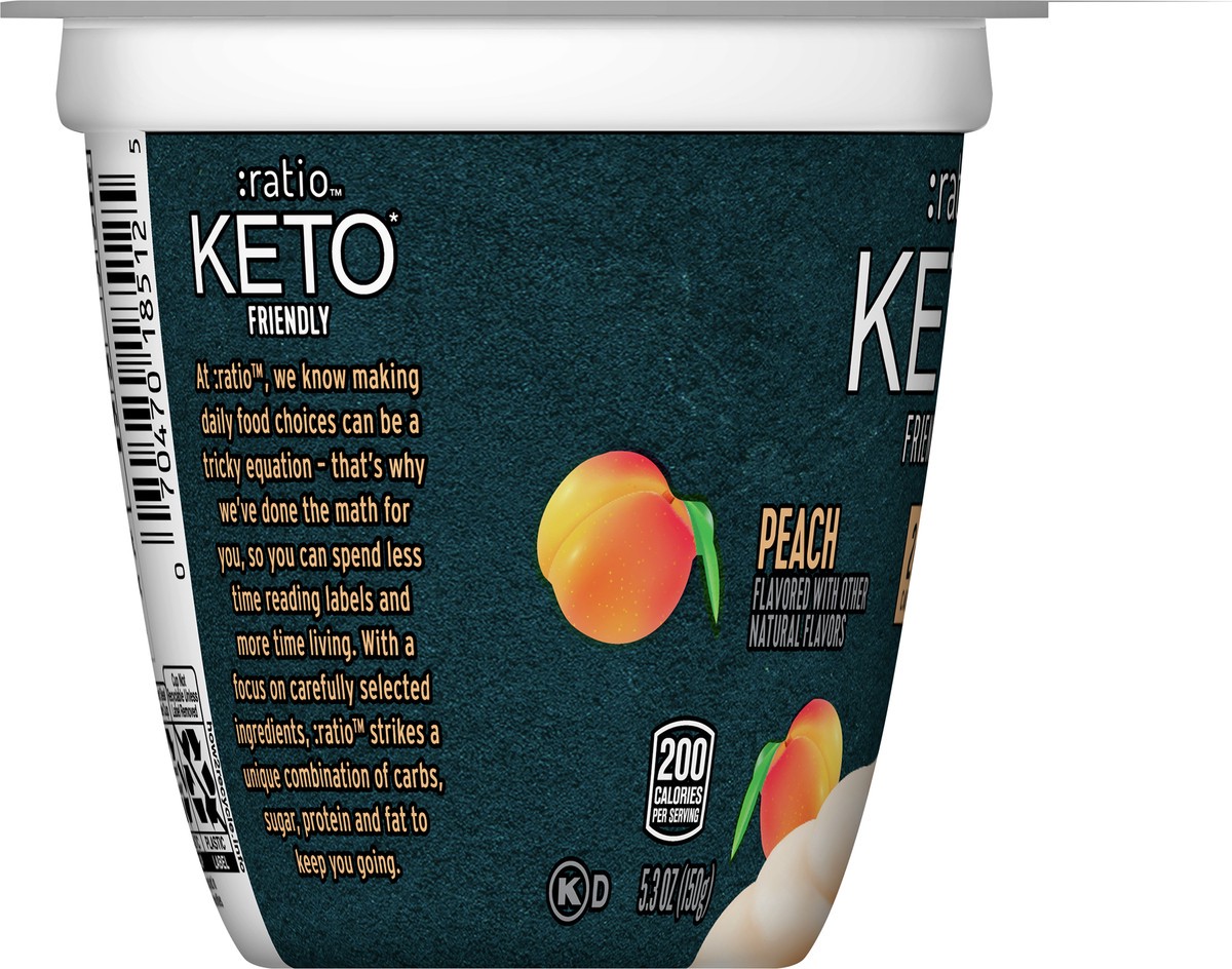 slide 2 of 9, :ratio Ratio KETO Friendly Dairy Snack, Peach, 1 Cup, 5.3 oz