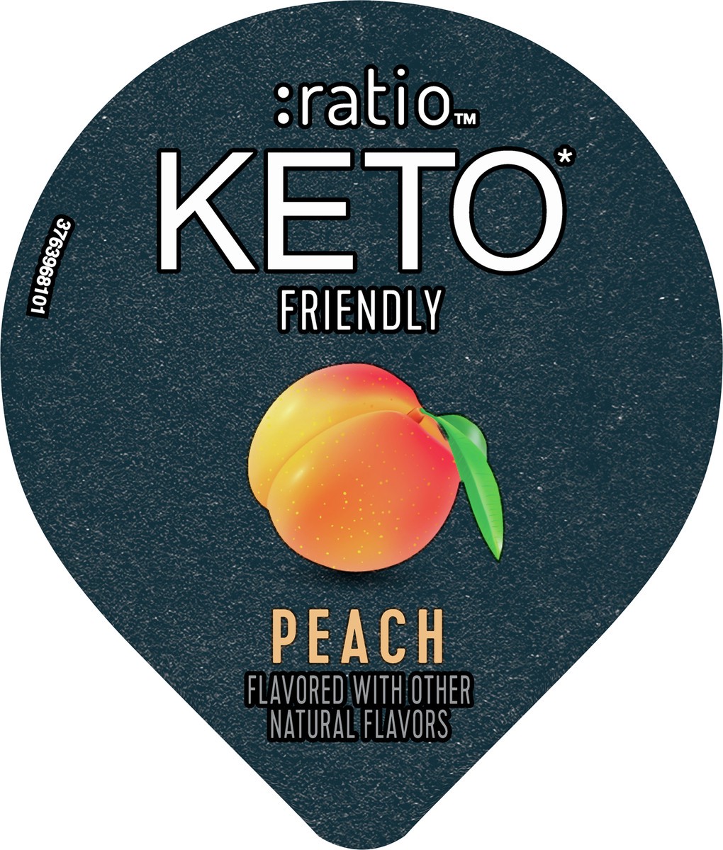 slide 9 of 9, :ratio Ratio KETO Friendly Dairy Snack, Peach, 1 Cup, 5.3 oz