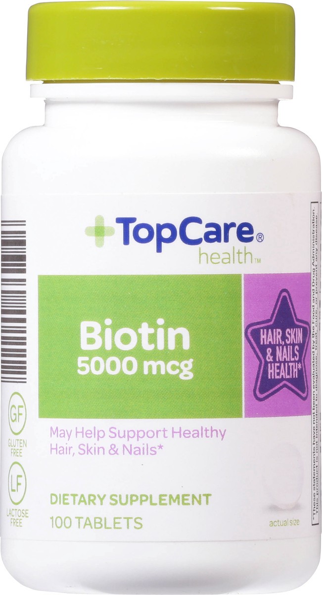 slide 7 of 9, Topcare Biotin 5000 Mcg Tablets, 100 ct