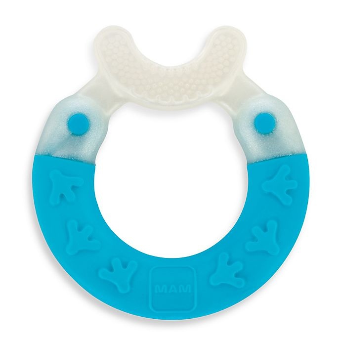 slide 1 of 8, MAM Bite & Brush Teether - Blue, 1 ct