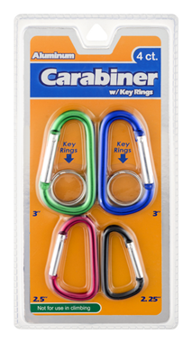 slide 1 of 1, LaMi Carabiner with Key Rings, 4 ct