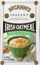 McCann's Apples & Cinnamon Irish Oatmeal, Instant Oatmeal, Kosher, 10 Count Box