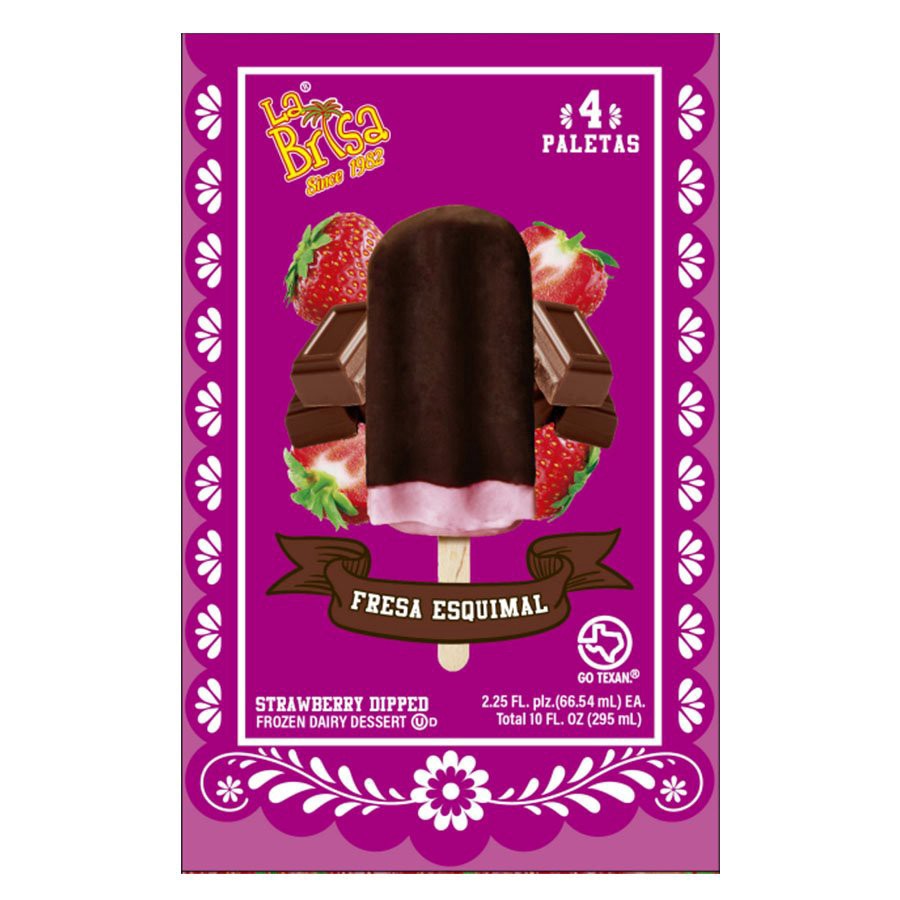 slide 1 of 1, La Brisa Strawberry Chocolate Paleta Dipped Bars, 4 ct