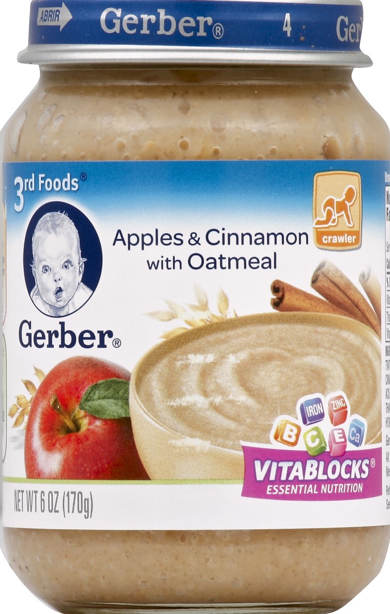 slide 2 of 3, Gerber Apples & Cinnamon with Oatmeal 6 oz, 6 oz