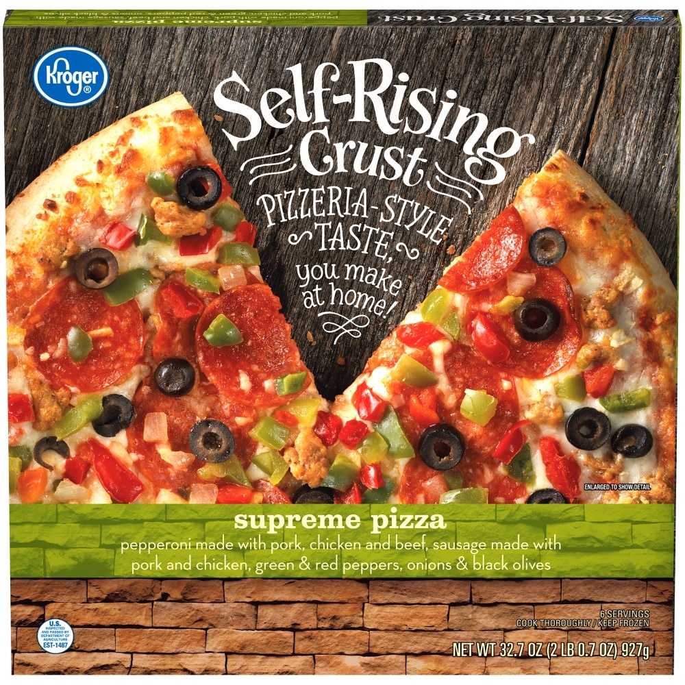 slide 1 of 1, Kroger Self-Rising Crust Supreme Pizza, 32.7 oz