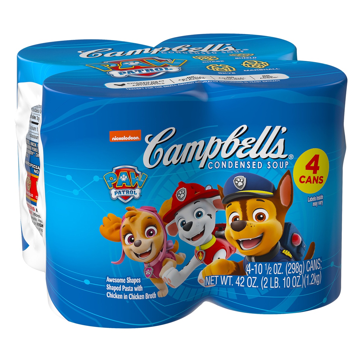 slide 2 of 10, Campbell's Paw Patrol the Movie Pasta and Chicken Condensed Soup, 4 ct; 10.5 oz