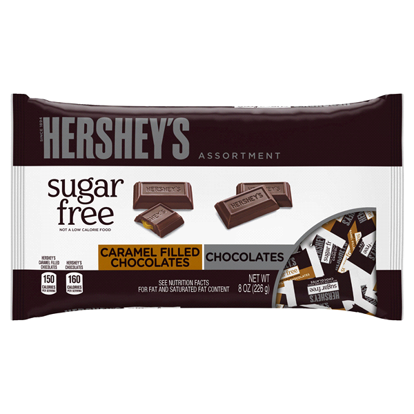 slide 1 of 1, Hershey's Sugar-Free Milk Chocolate and Caramel Filled Chocolate Assortment, 1 ct