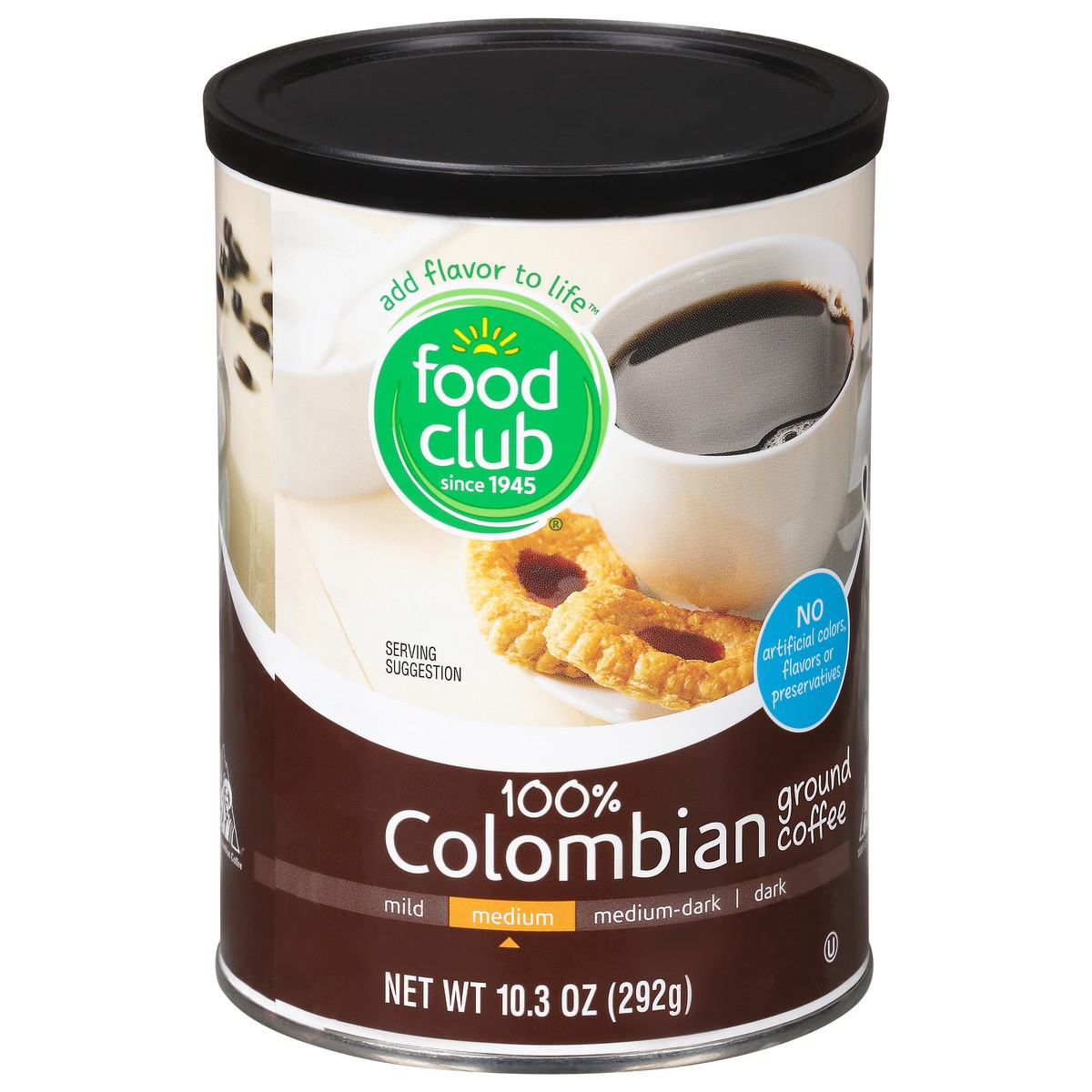 slide 5 of 10, Food Club Medium Ground 100% Colombian Coffee - 10.3 oz, 10.3 oz