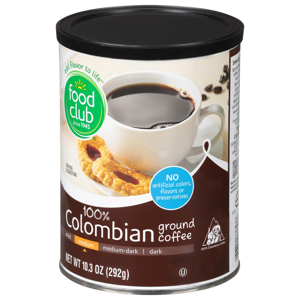 slide 10 of 10, Food Club Medium Ground 100% Colombian Coffee - 10.3 oz, 10.3 oz