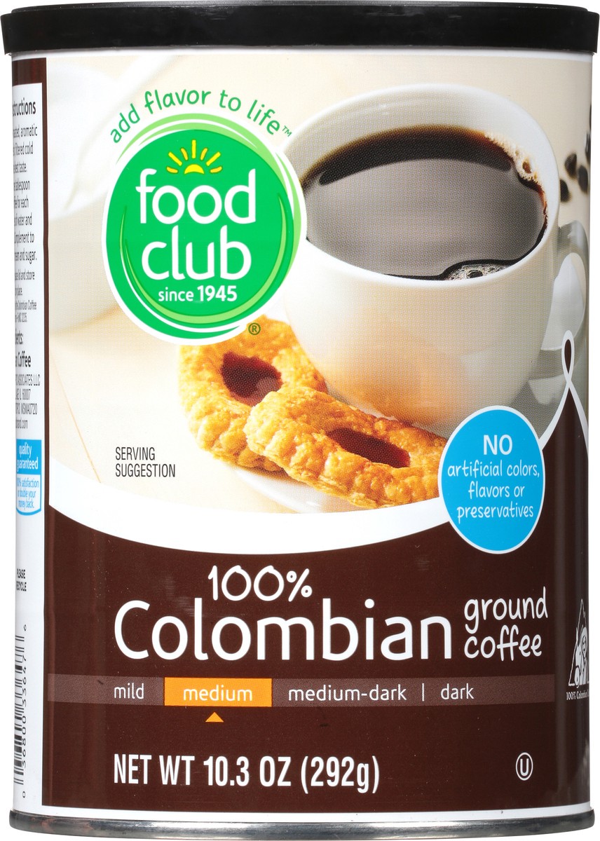 slide 3 of 10, Food Club Medium Ground 100% Colombian Coffee - 10.3 oz, 10.3 oz