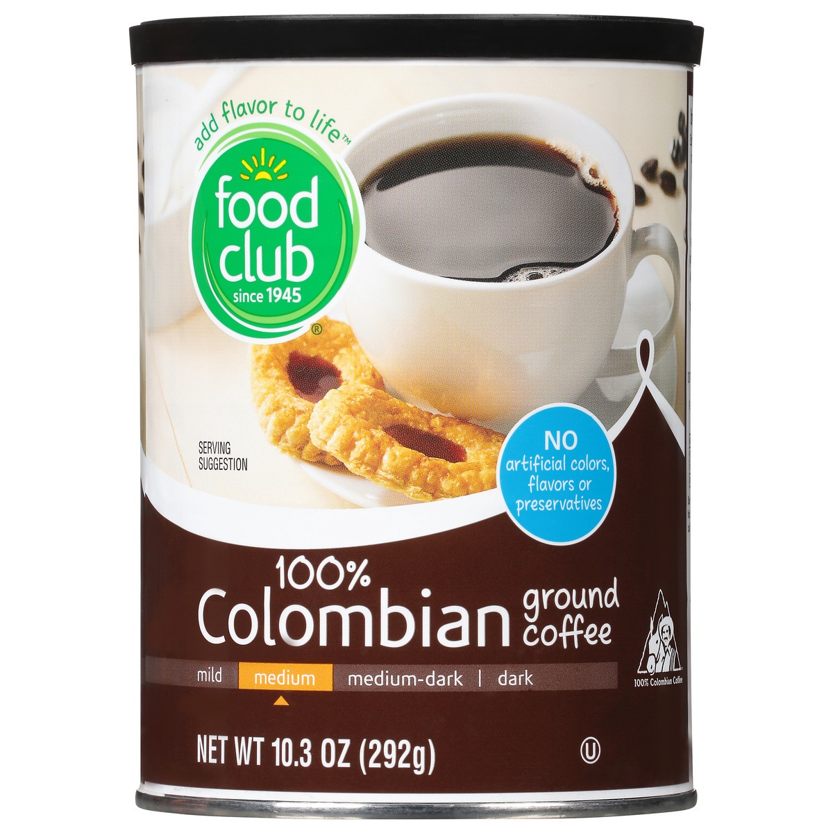 slide 7 of 10, Food Club Medium Ground 100% Colombian Coffee - 10.3 oz, 10.3 oz