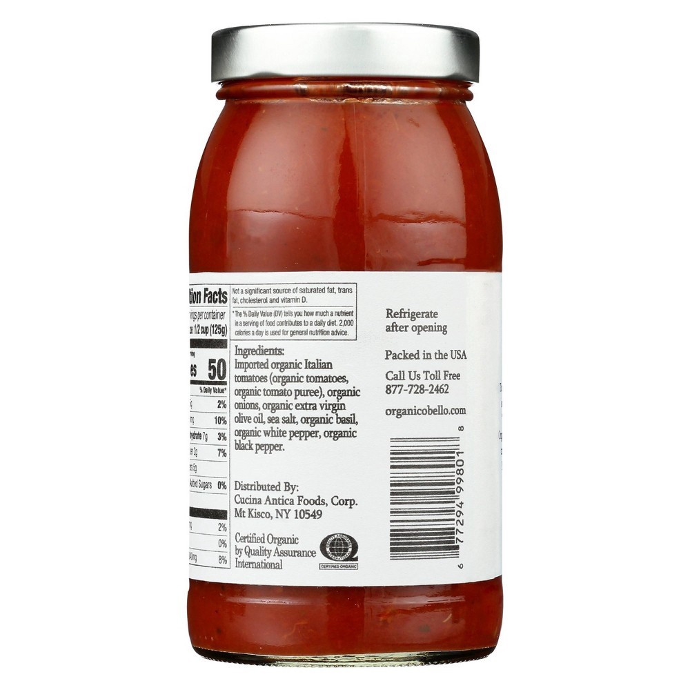 slide 2 of 5, Organico Bello True and Honest Organic Tomato Basil Pasta Sauce 25 oz, 25 oz