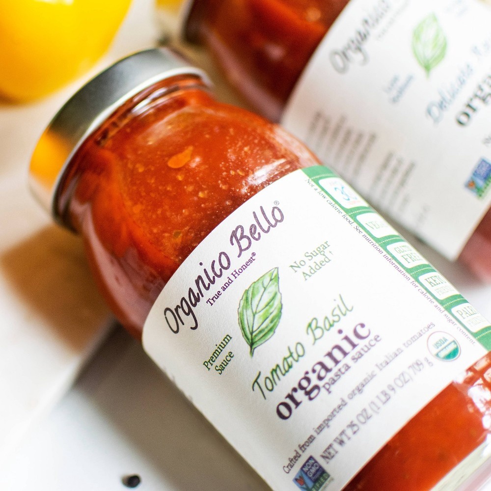 slide 4 of 5, Organico Bello True and Honest Organic Tomato Basil Pasta Sauce 25 oz, 25 oz