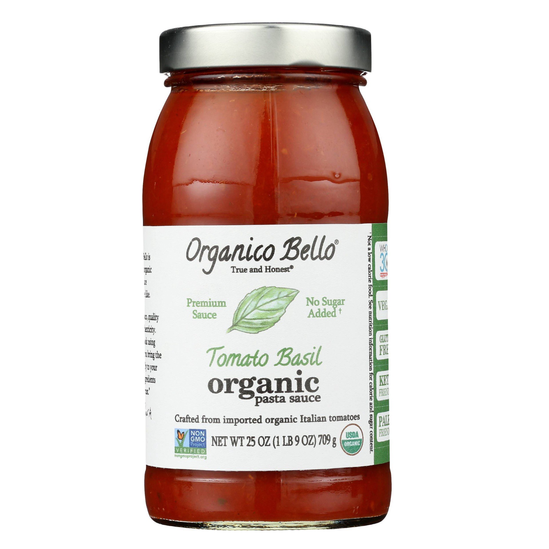 slide 1 of 5, Organico Bello True and Honest Organic Tomato Basil Pasta Sauce 25 oz, 25 oz