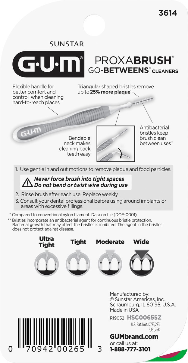 slide 2 of 3, G-U-M Sunstar Proxabrush Go-Betweens Cleaners Wide Cleaners 15 ea, 15 ct