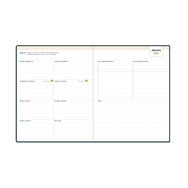 slide 5 of 7, Blue Sky 2026 Blue Sky Day Designer Weekly/Monthly Planner, 8"" x 10"", Navy, January To December, 155618, 1 ct