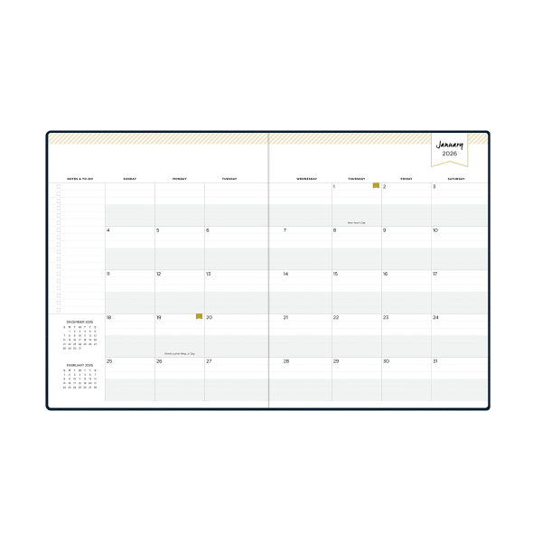 slide 6 of 7, Blue Sky 2026 Blue Sky Day Designer Weekly/Monthly Planner, 8"" x 10"", Navy, January To December, 155618, 1 ct