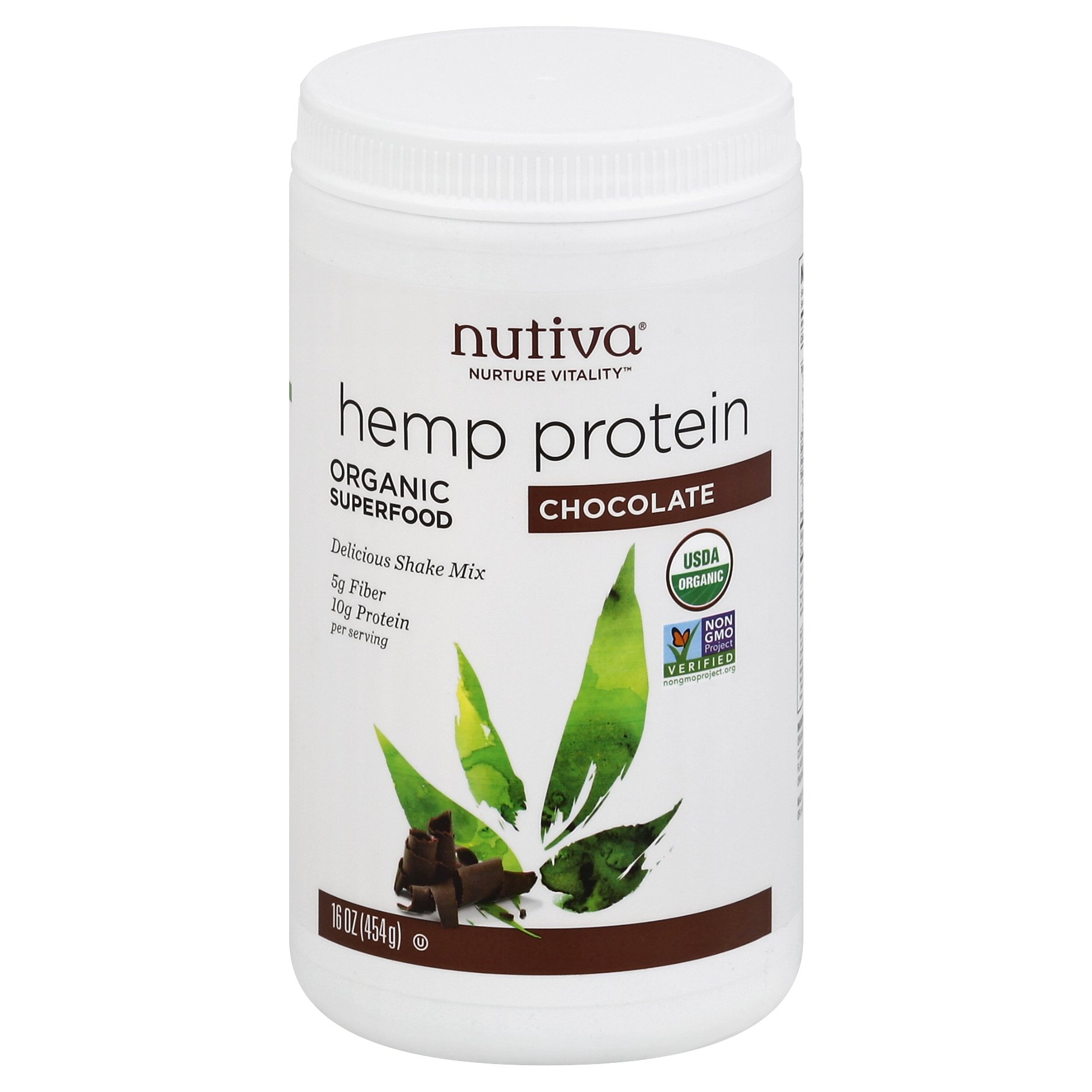 slide 1 of 1, Nutiva Organic Hemp Protein Powder Chocolate, 16 oz