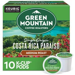 Green Mountain Coffee Roasters Costa Rica Paraiso Single-Serve K-Cup Pods, Medium Roast Coffee, 10 ct