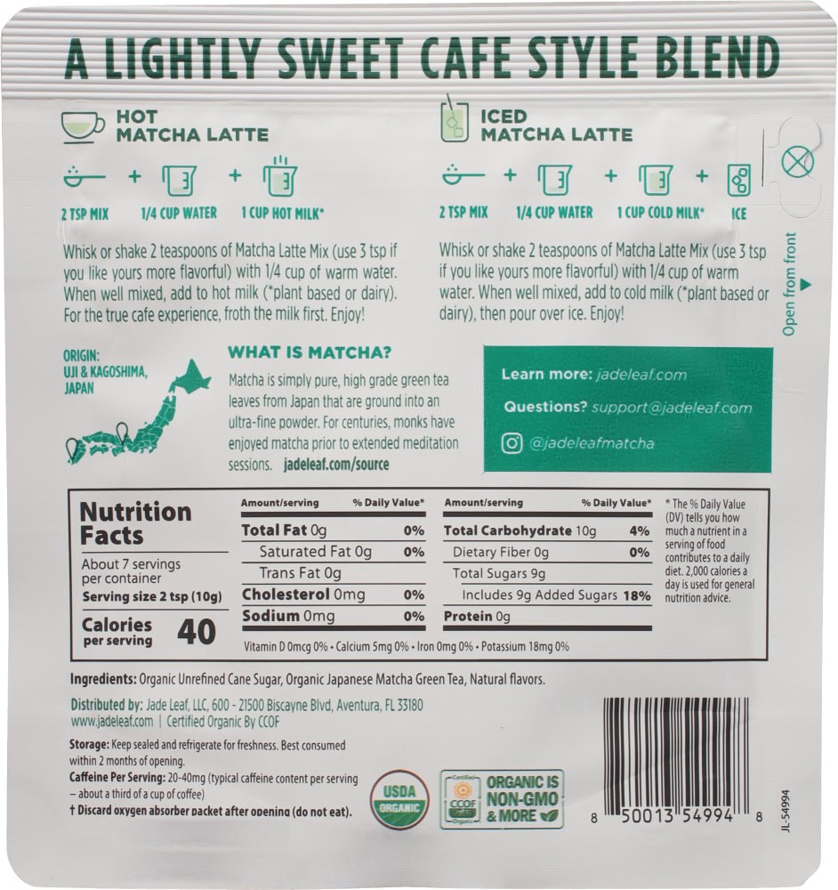 slide 2 of 2, Jade Leaf® Organic Matcha Latte Mix US Vanilla, 2.5 oz