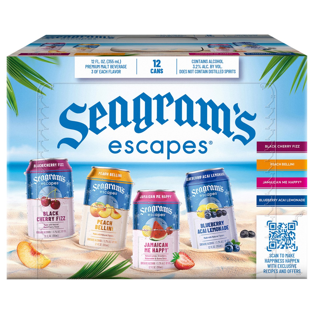 slide 1 of 1, Seagram's Classic Variety Pack - 12pk/12oz cans, 12 ct; 12 fl oz